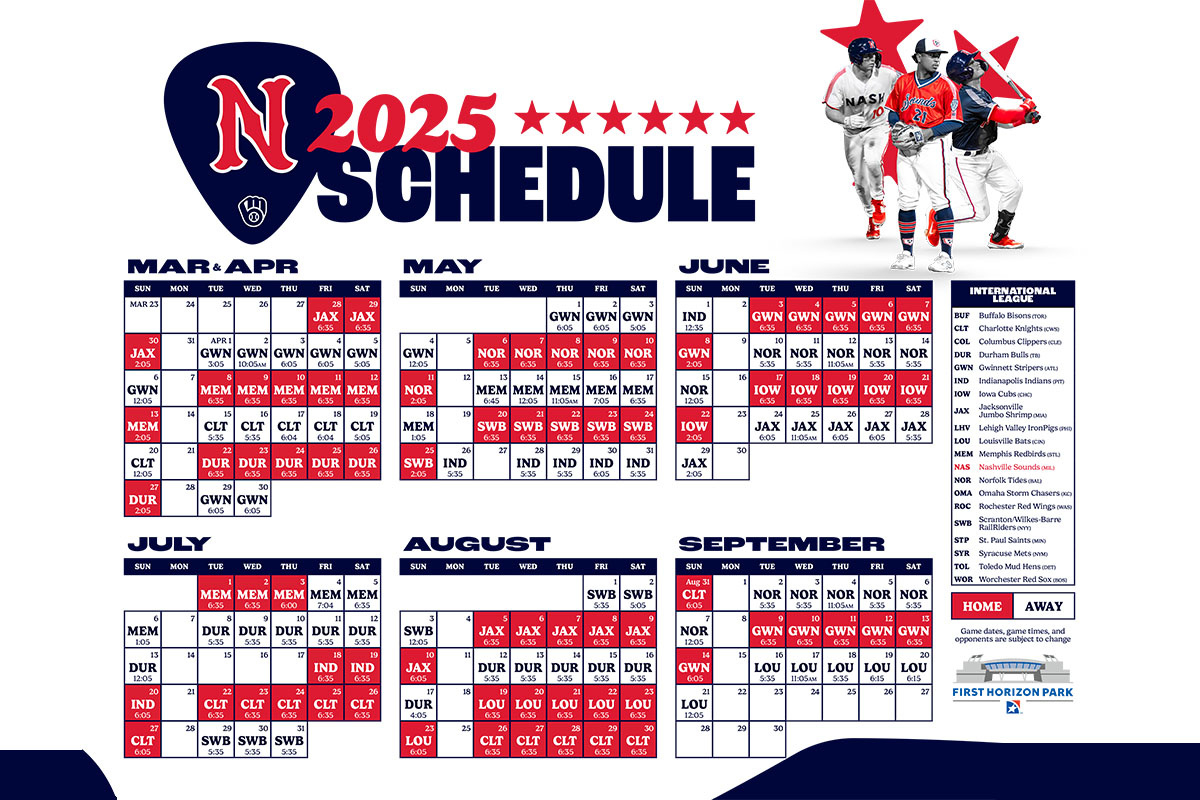 Nashville Sounds Releases 2025 Season Game Times - Clarksville with regard to Nashville Calendar of Events September 2025