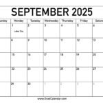 Printable September 2025 Calendar Intended For September 2025 Calendar With Events