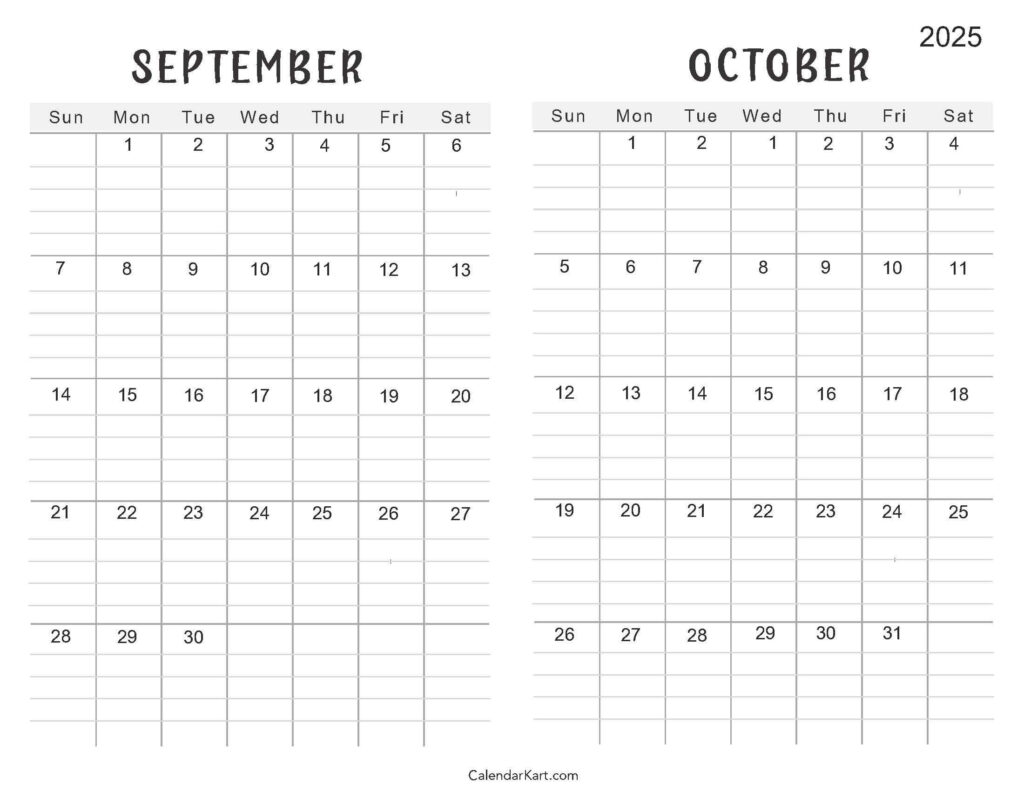 Printable September October 2025 Calendar | Calendarkart Inside September And October 2025 Calendar Printable September October 2025 Calendar | Calendarkart Inside September And October 2025 Calendar