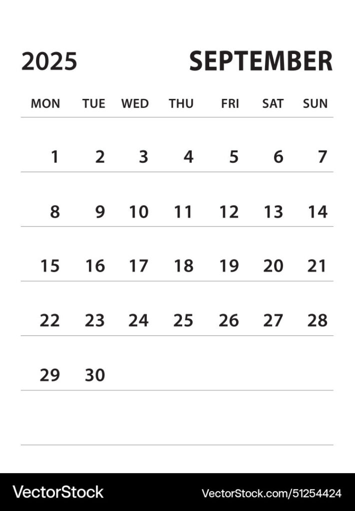 September 2025 Calendar 2025 Template Royalty Free Vector Regarding September 2025 Calendar Black And White September 2025 Calendar 2025 Template Royalty Free Vector Regarding September 2025 Calendar Black And White