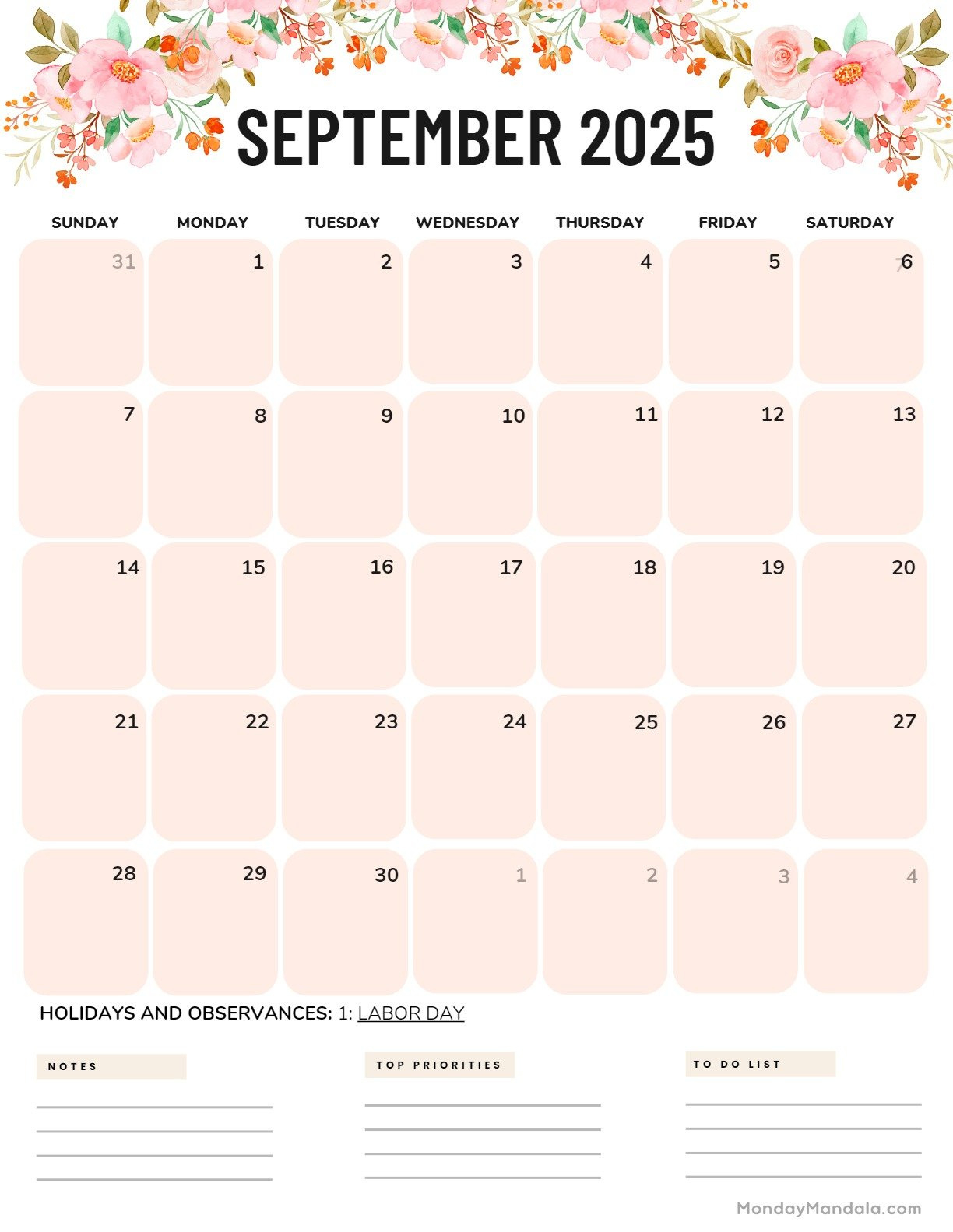 September 2025 Calendar (52 Free Pdf Printables) for September 2025 Calendar Monday Mandala
