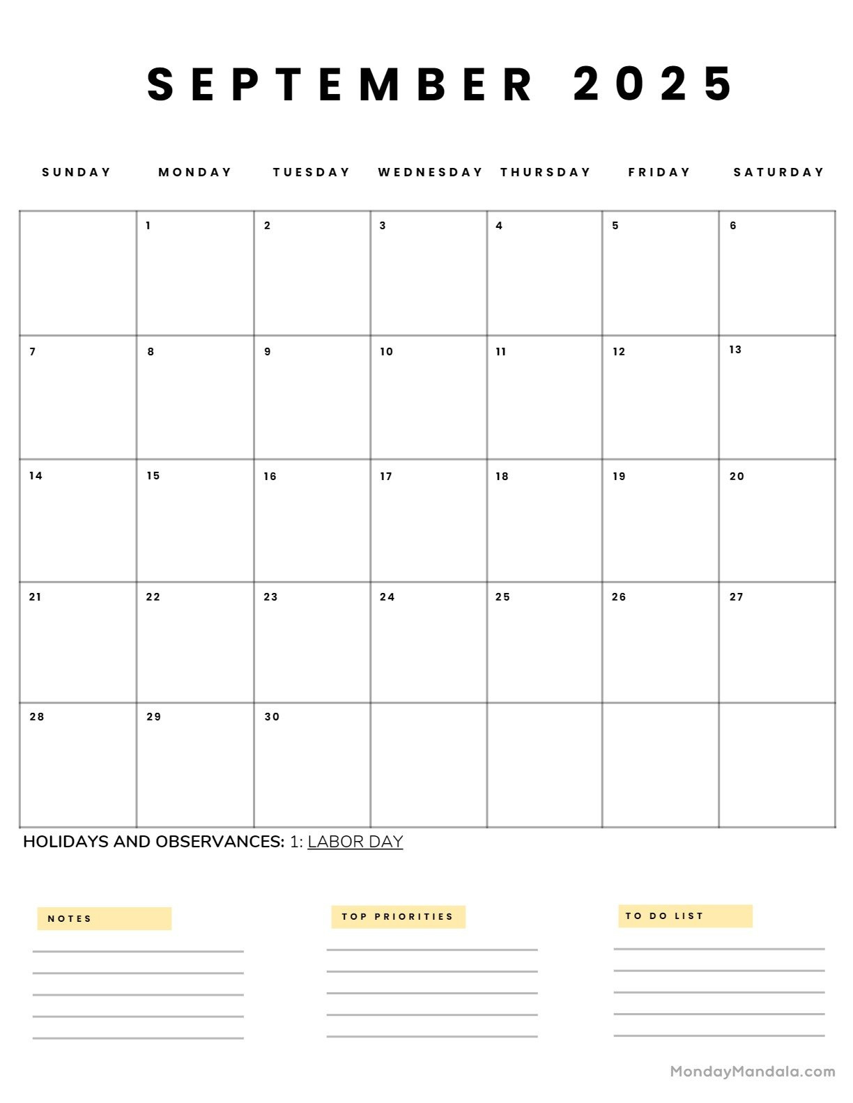 September 2025 Calendar (52 Free Pdf Printables) pertaining to September 2025 Calendar Monday Mandala