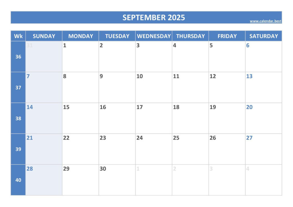 September 2025 Calendar Calendar.best In September Weekly Calendar 2025 September 2025 Calendar Calendar.best In September Weekly Calendar 2025