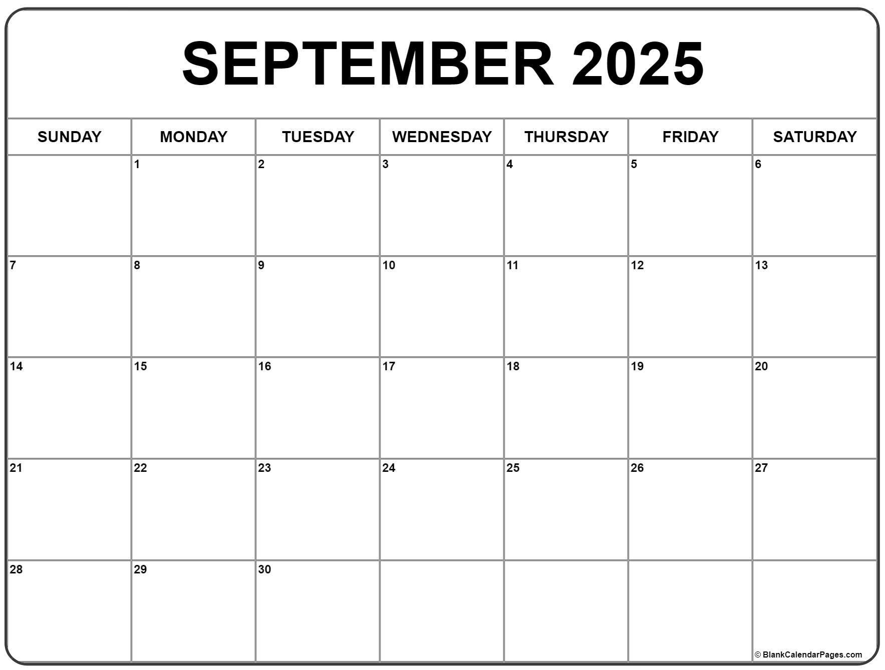 September 2025 Calendar | Free Printable Calendars with Editable September 2025 Calendar
