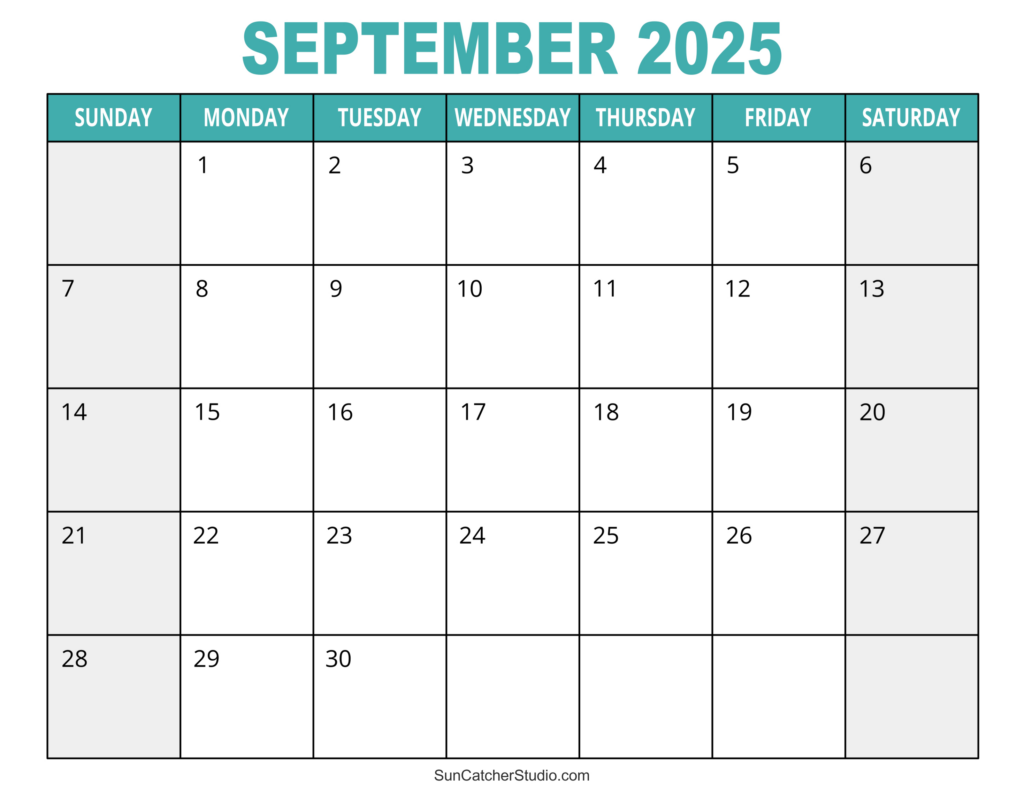 September 2025 Calendar (Free Printable) – Free Printables In September Calendar 2025 Pieces Printable