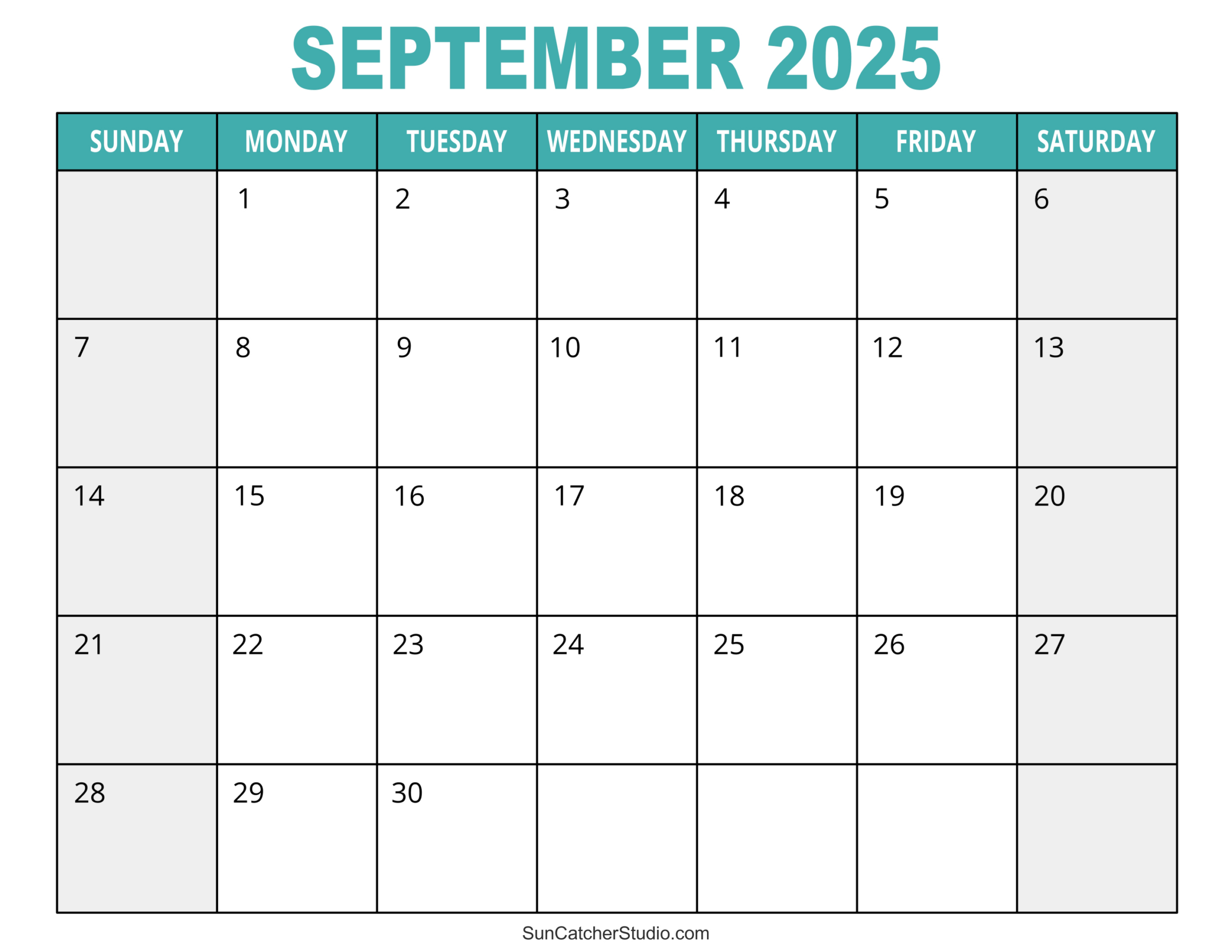 September 2025 Calendar (Free Printable) – Free Printables in September Calendar 2025 Pieces Printable