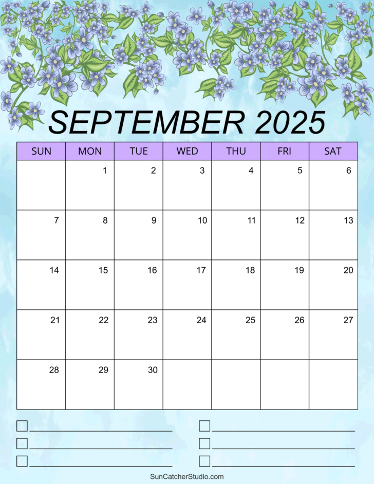 September 2025 Printable Calendar Portrait