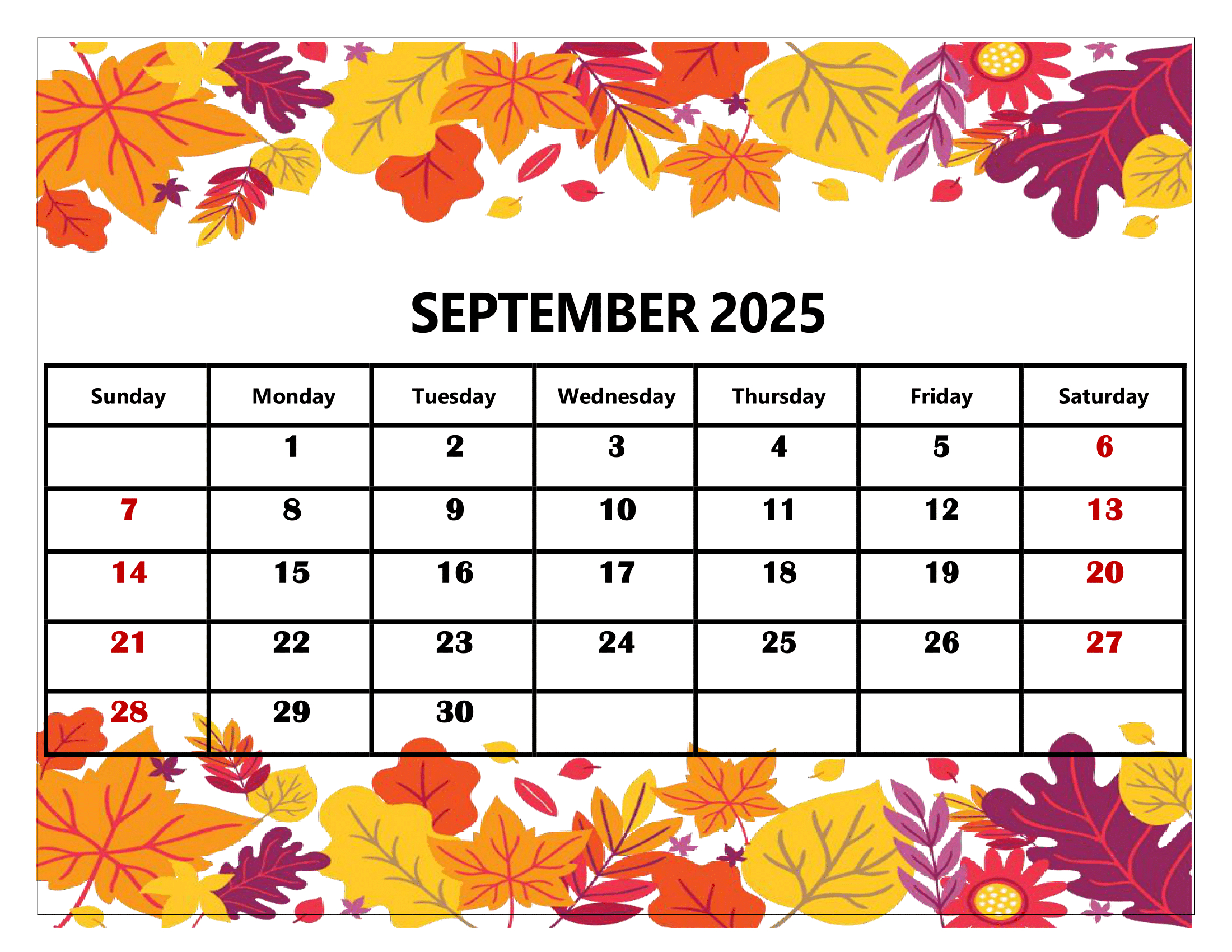 September 2025 Calendar Printable Pdf Template With Holidays intended for September 2025 Calendar Printable with Holidays
