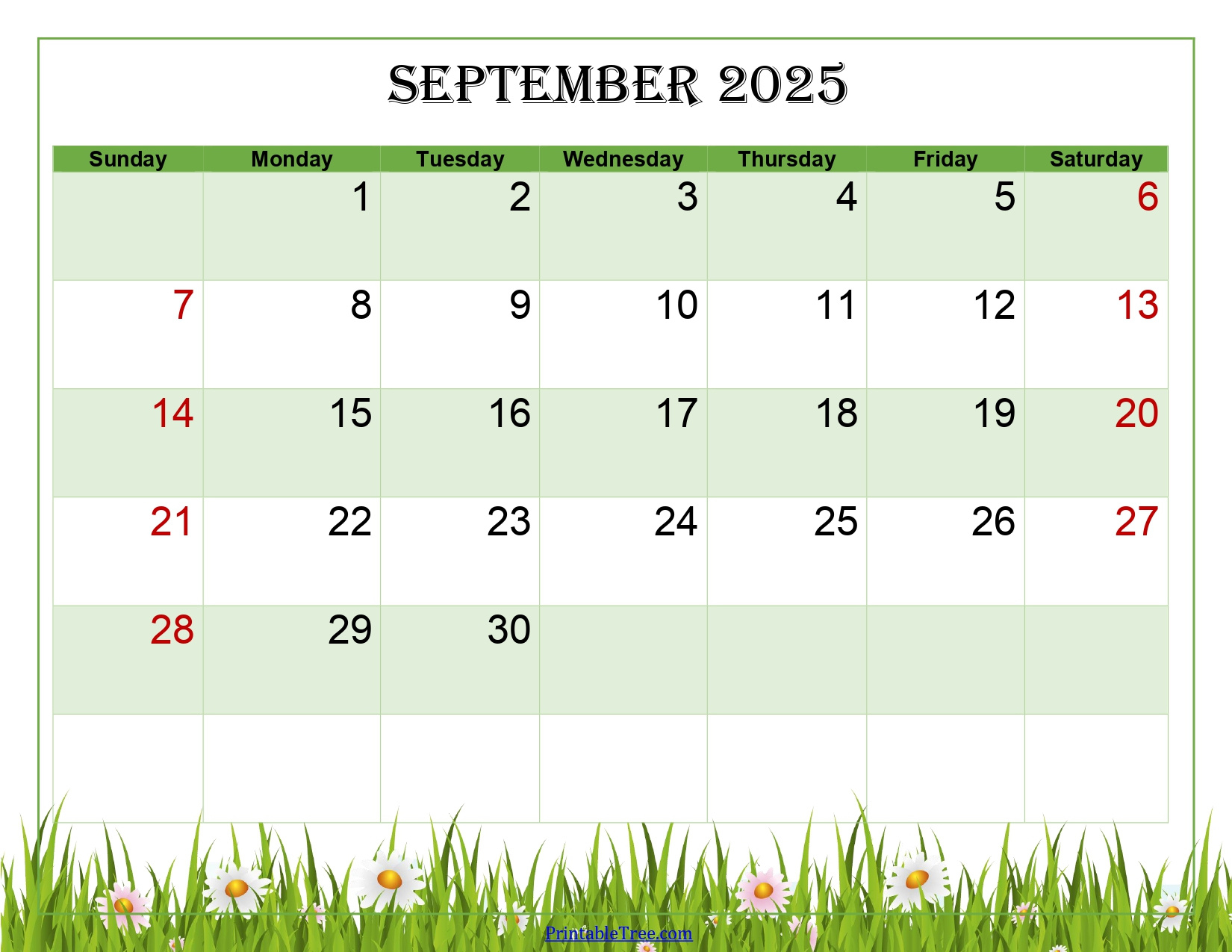September 2025 Calendar Printable Pdf Template With Holidays with regard to September 2025 Calendar Green