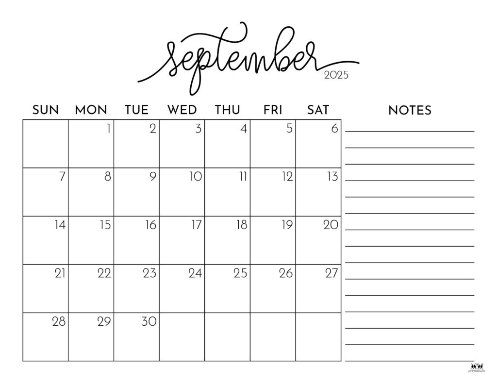 September 2025 Calendars 107 Free Printables | Printabulls With September 2025 Calendar Printable With Notes September 2025 Calendars 107 Free Printables | Printabulls With September 2025 Calendar Printable With Notes