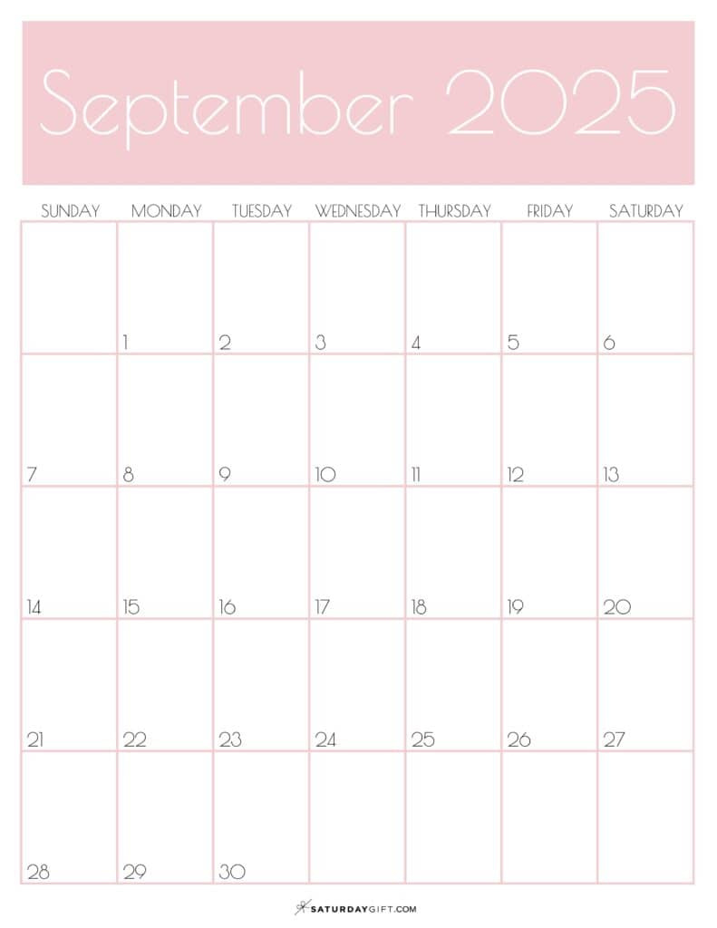 September 2025 Calendars 23 Cute Free Printable Pdfs | Saturdaygift With Regard To September Calendar 2025 Page Printable September 2025 Calendars 23 Cute Free Printable Pdfs | Saturdaygift With Regard To September Calendar 2025 Page Printable