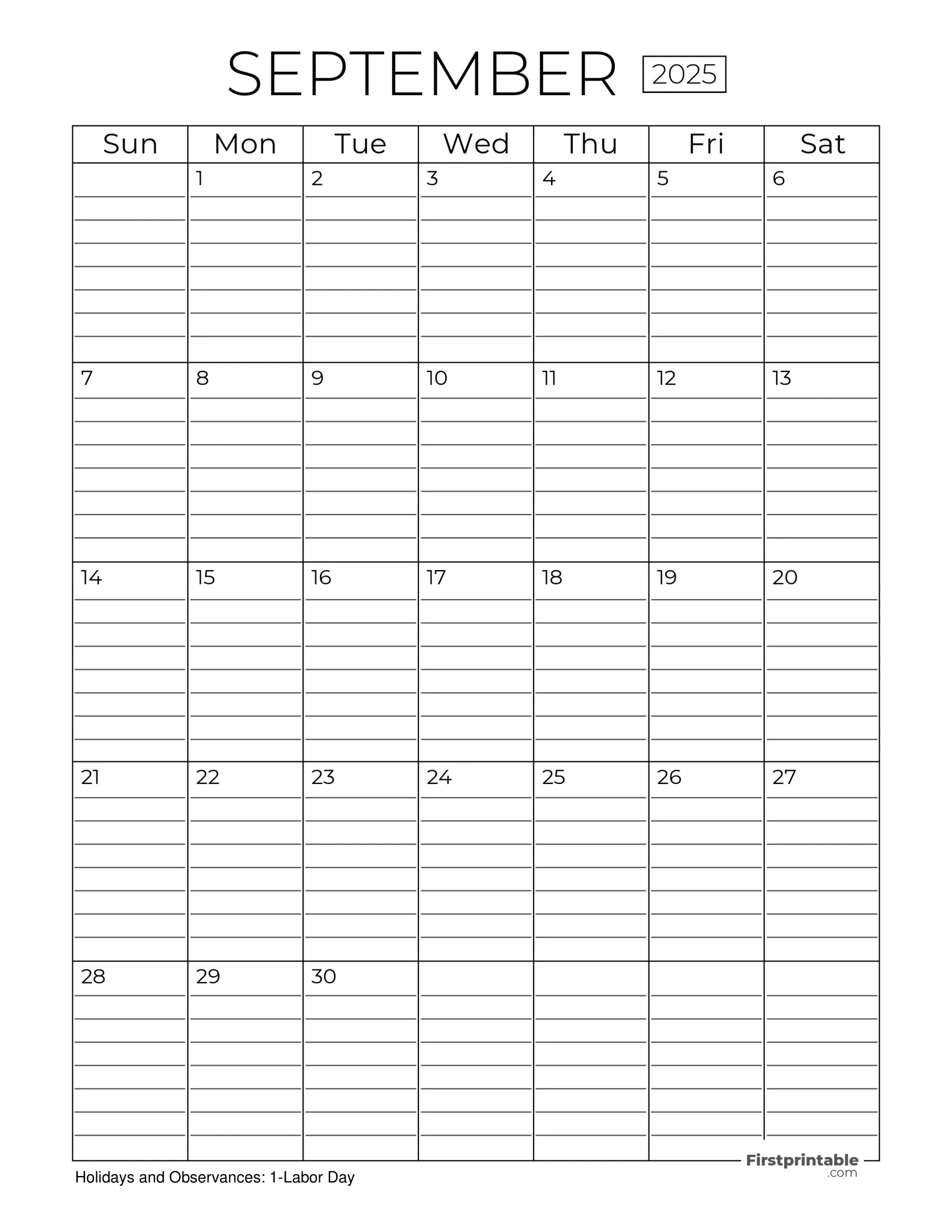 September 2025 Calendars - Free Printable &amp;amp; Fillable for September 2025 Calendar Editable