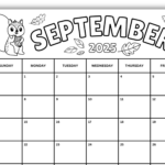 September 2025 Coloring Calendar, Printable September Calendar For September 2025 Calendar Coloring