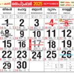 September 2025 Malayalam Calendar All Festivals, Holiday And Tithi Pertaining To September 2025 Calendar Malayalam