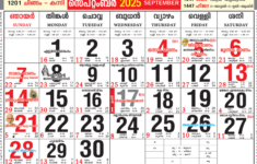 September 2025 Malayalam Calendar All Festivals, Holiday And Tithi with Malayalam Calendar 2025 September