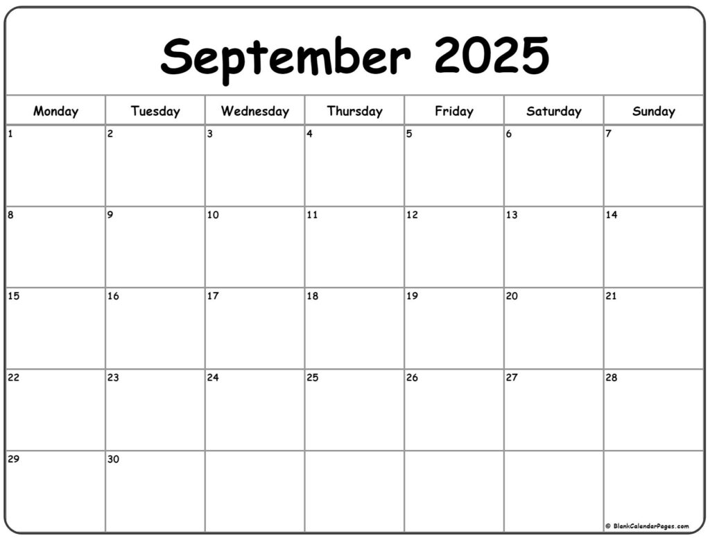 September 2025 Monday Calendar | Monday To Sunday Within September 2025 Calendar Monday Start September 2025 Monday Calendar | Monday To Sunday Within September 2025 Calendar Monday Start