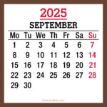 September 2025 Monthly Calendar, Printable Free, Brown, Monday Within September 2025 Calendar Starting Monday