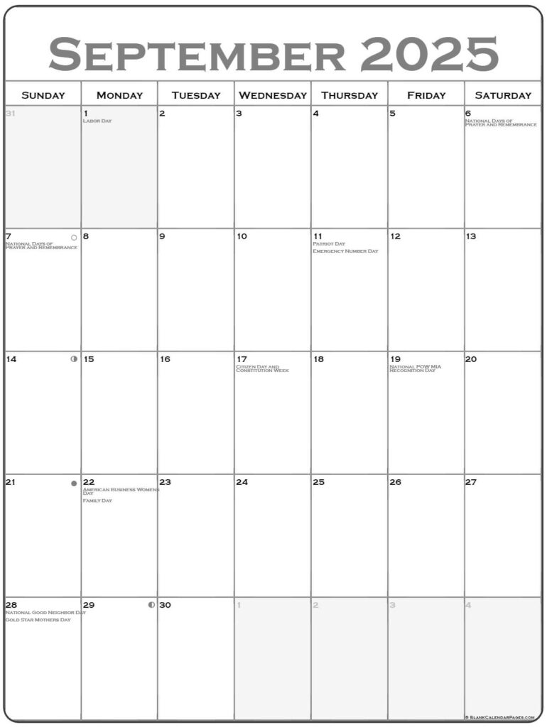 September 2025 Vertical Calendar | Portrait Throughout September 2025 Calendar With Holidays September 2025 Vertical Calendar | Portrait Throughout September 2025 Calendar With Holidays