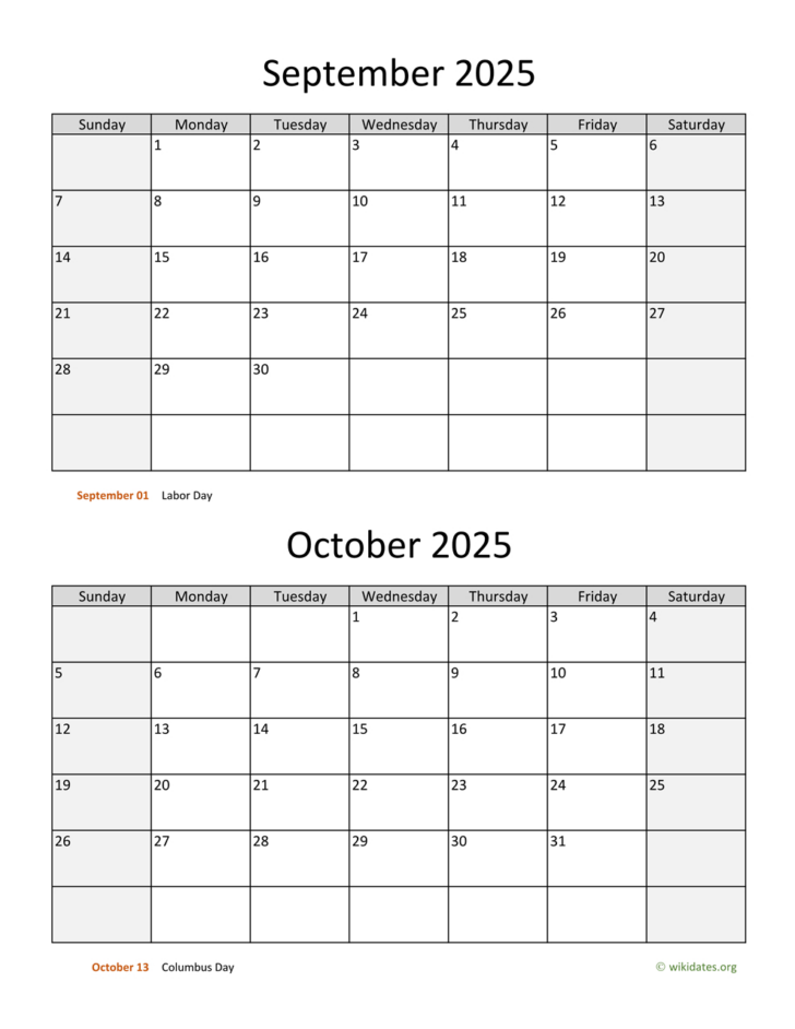 Free Printable Calendar September October 2025