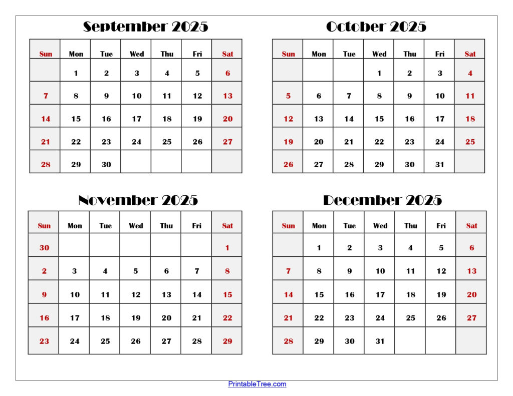September To December 2025 Calendar Printable Pdf | Four Months Within 2025 Calendar September To December September To December 2025 Calendar Printable Pdf | Four Months Within 2025 Calendar September To December