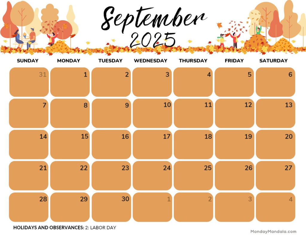 September With Regard To September 2025 Calendar Monday Mandala