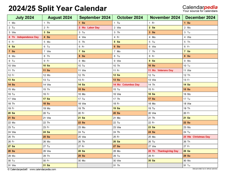 September 2024 to September 2025 Calendar