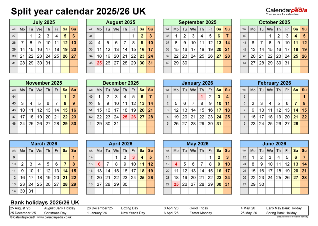 Split Year Calendars 2025/26 Uk (July To June) For Pdf Intended For Year Calendar September 2025 July 2026 Split Year Calendars 2025/26 Uk (July To June) For Pdf Intended For Year Calendar September 2025 July 2026