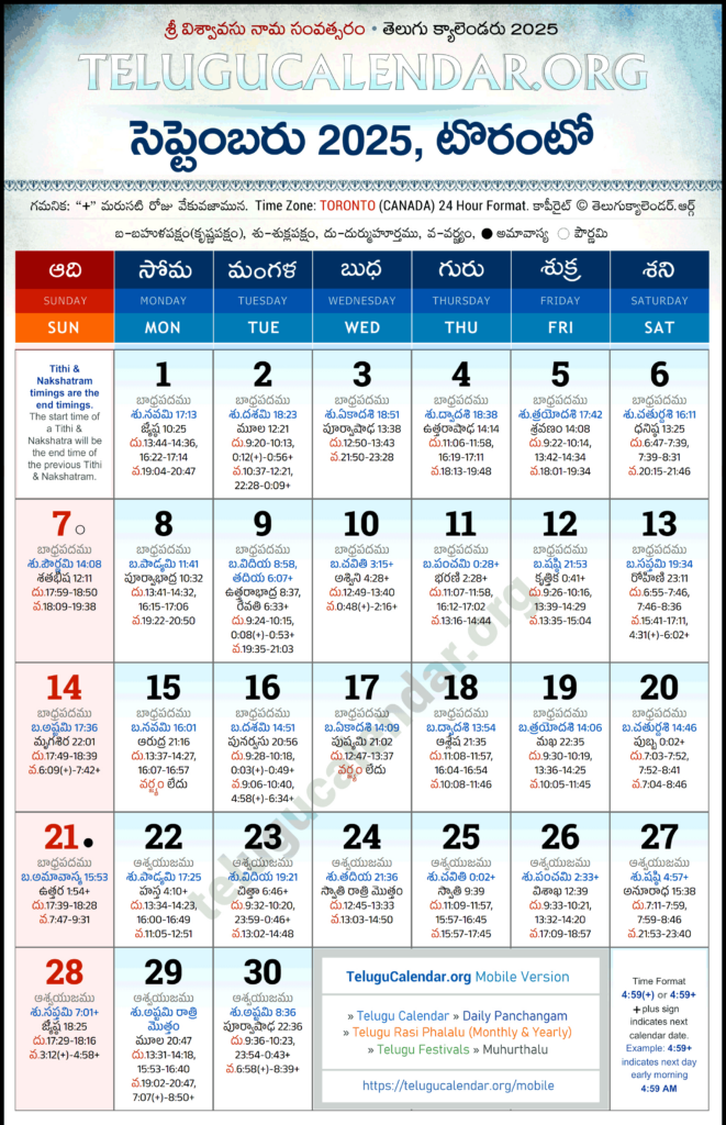 Toronto Telugu Calendar 2025 September Pdf Festivals Throughout September 2025 Telugu Calendar Toronto Telugu Calendar 2025 September Pdf Festivals Throughout September 2025 Telugu Calendar